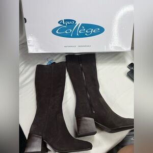 Aqua College “Tori” Waterproof Knee-High Boots – Chocolate Suede